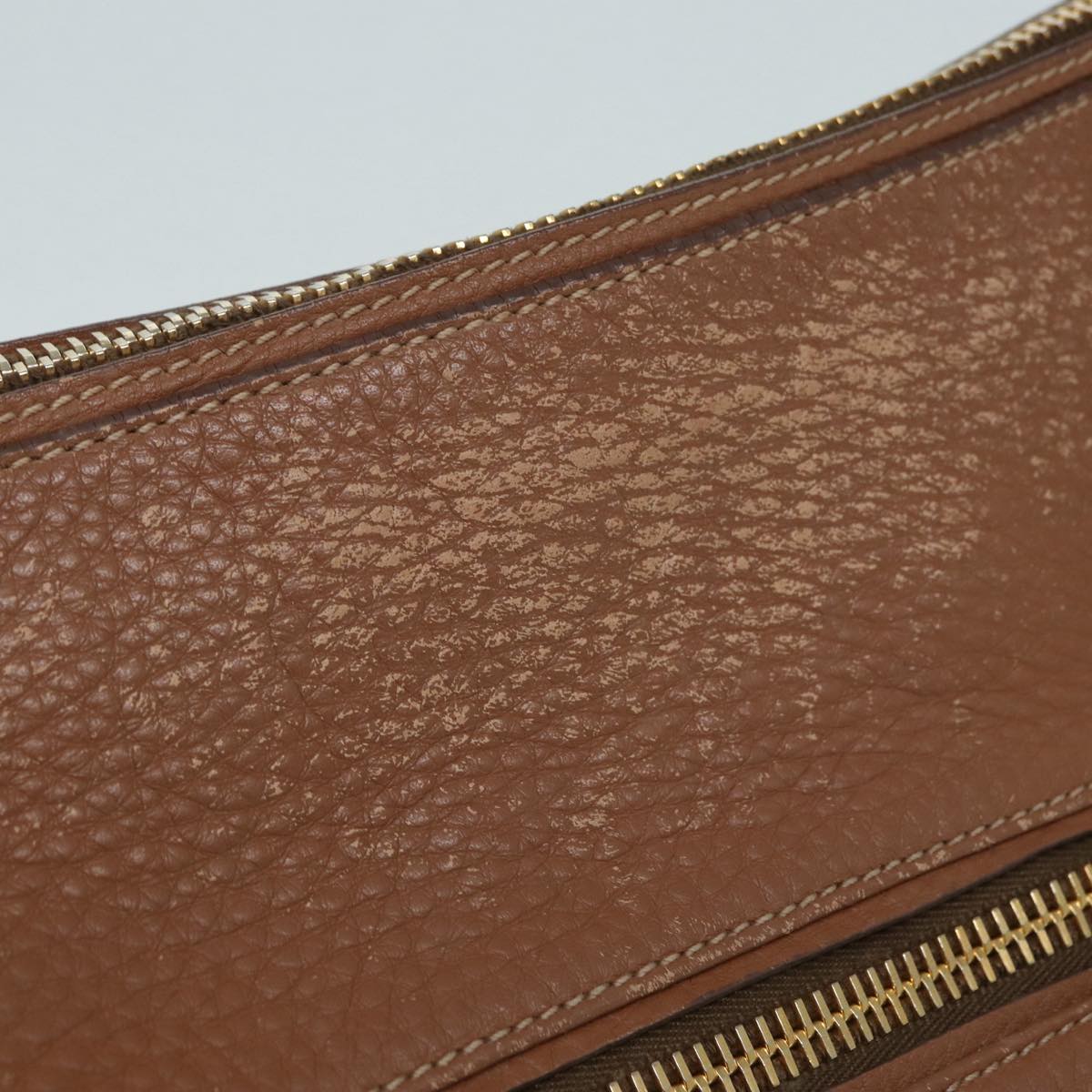 Prada Shoulder Bag Auth Leather Brown Gold