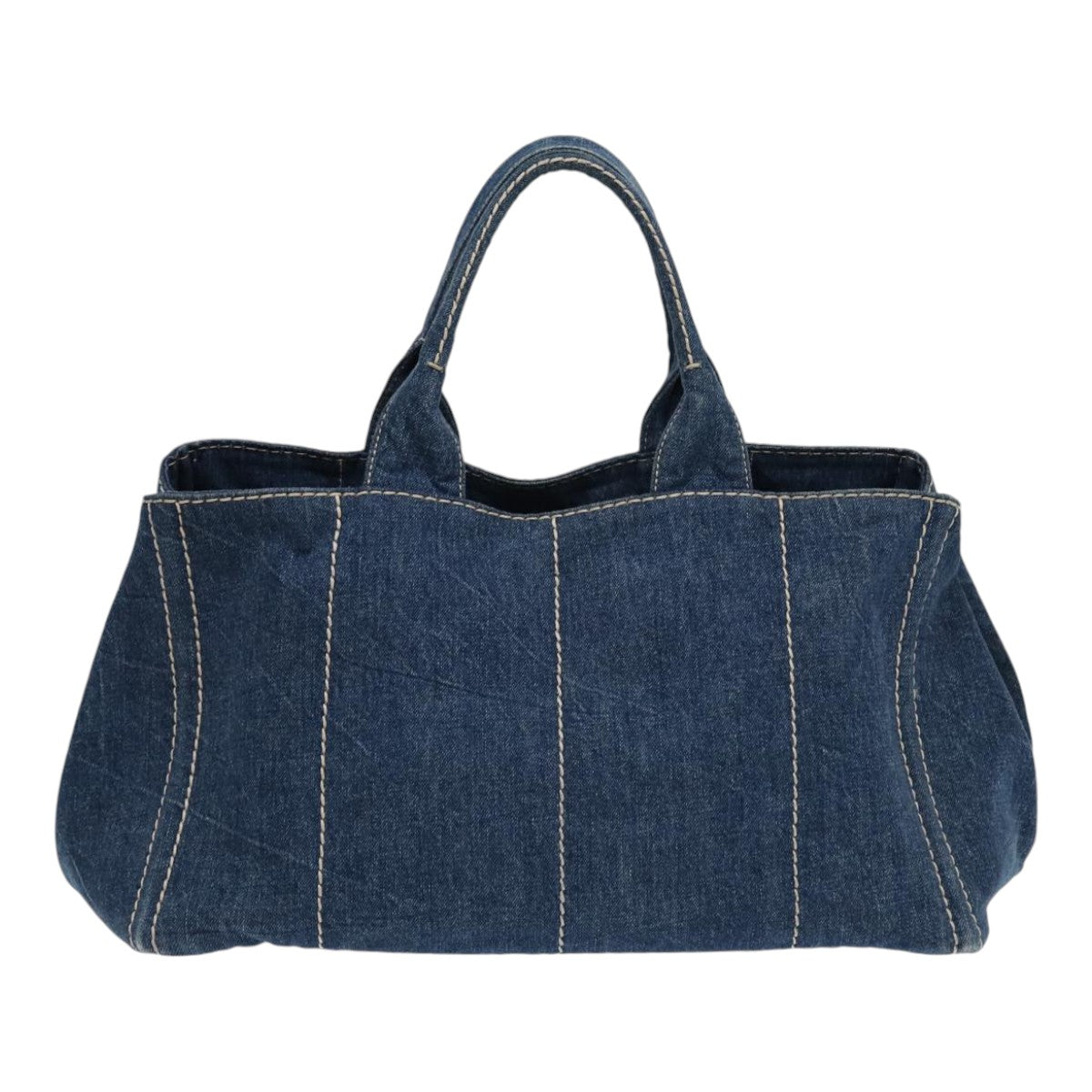 Prada Canapa Gm Hand Bag Auth Blue Gold Travel Bag