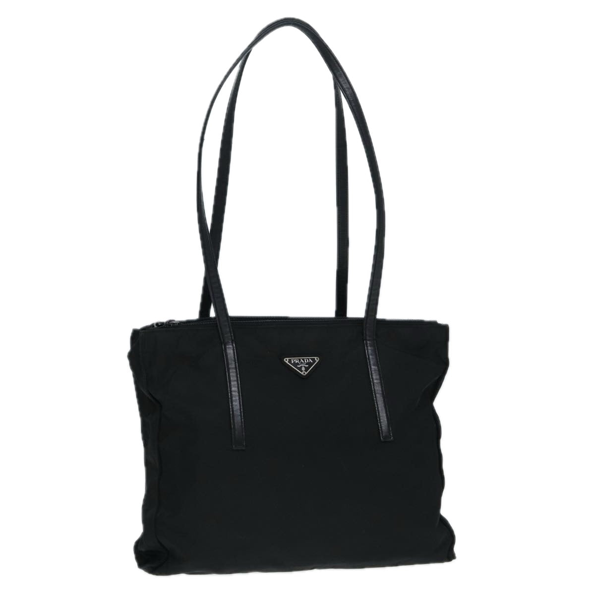 Prada Tote Bag Auth Nylon Black Silver Silver Auth Ep5423