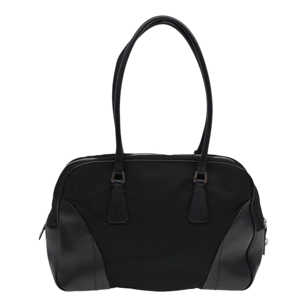 Prada Shoulder Bag Auth Nylon Black Silver Silver Auth Ep5432
