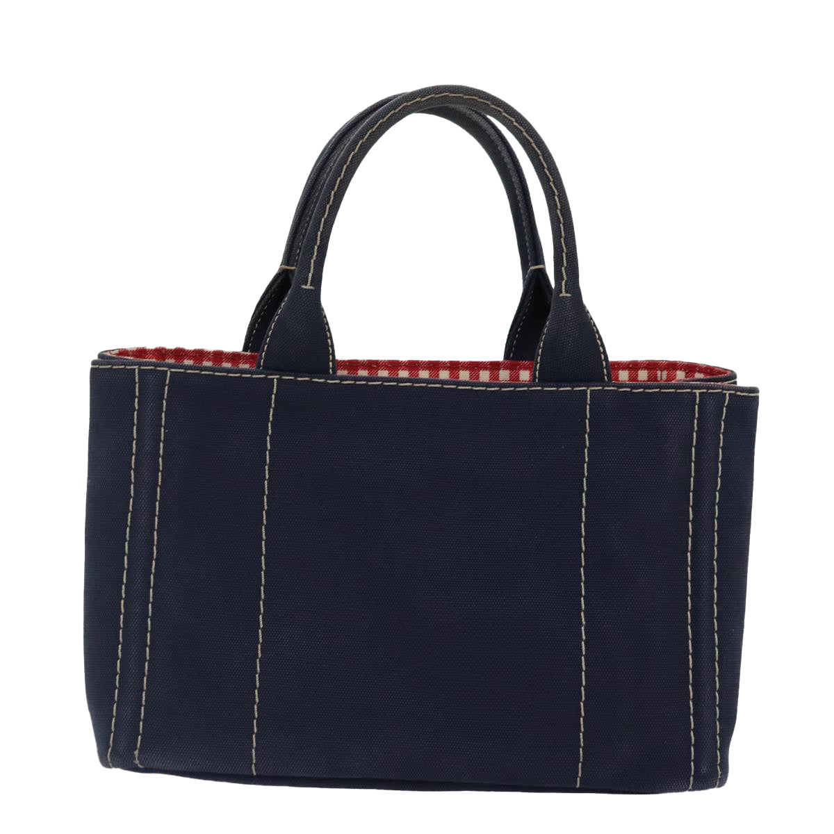Prada Canapa Pm Hand Bag Auth Canvas Gold Navy Travel Bag