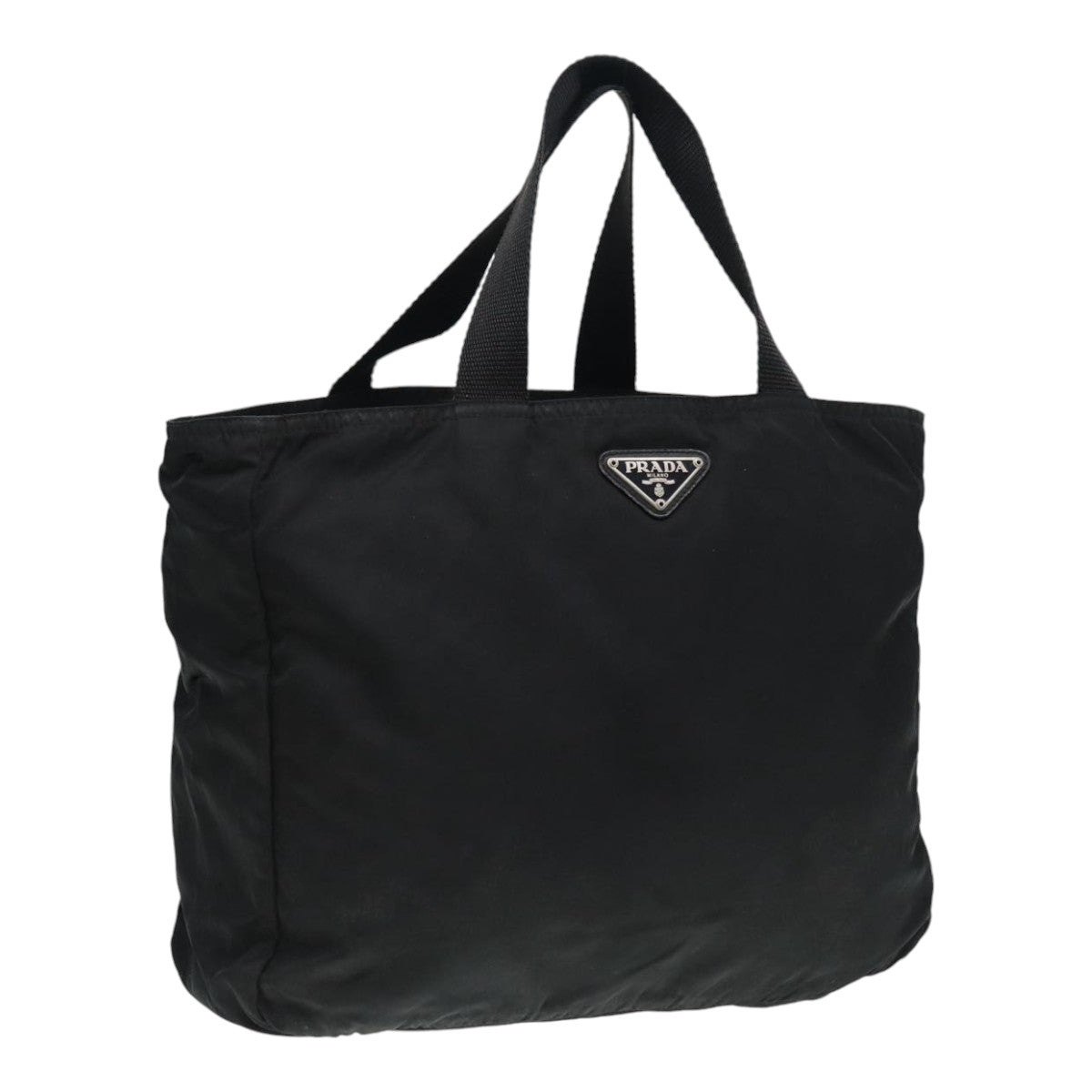 Prada Hand Bag Auth Nylon Black Silver Travel Bag Silver Auth Ep5592