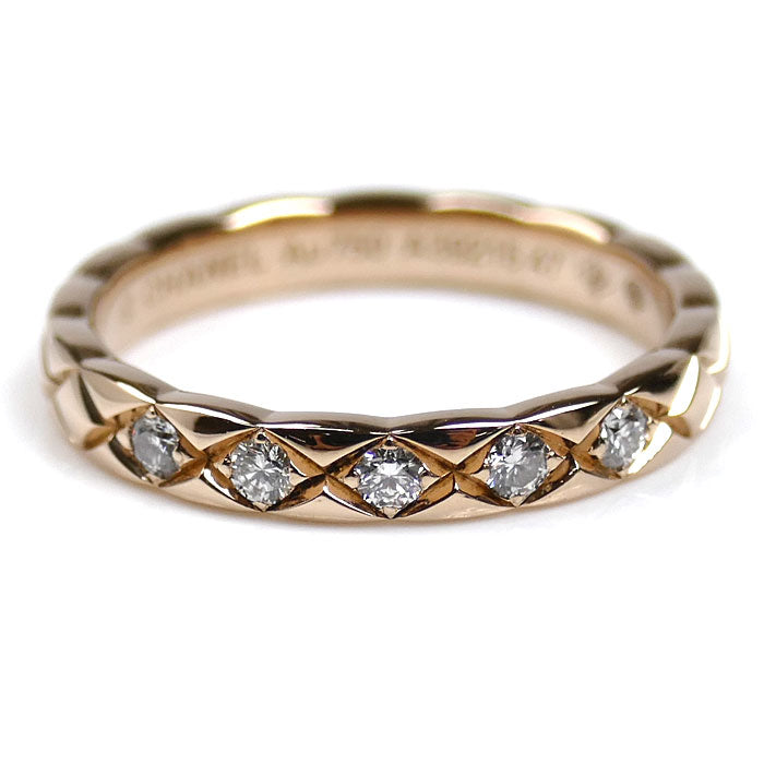 Chanel Coco Crush Au750 Pink Gold Diamond Ring Size 7
