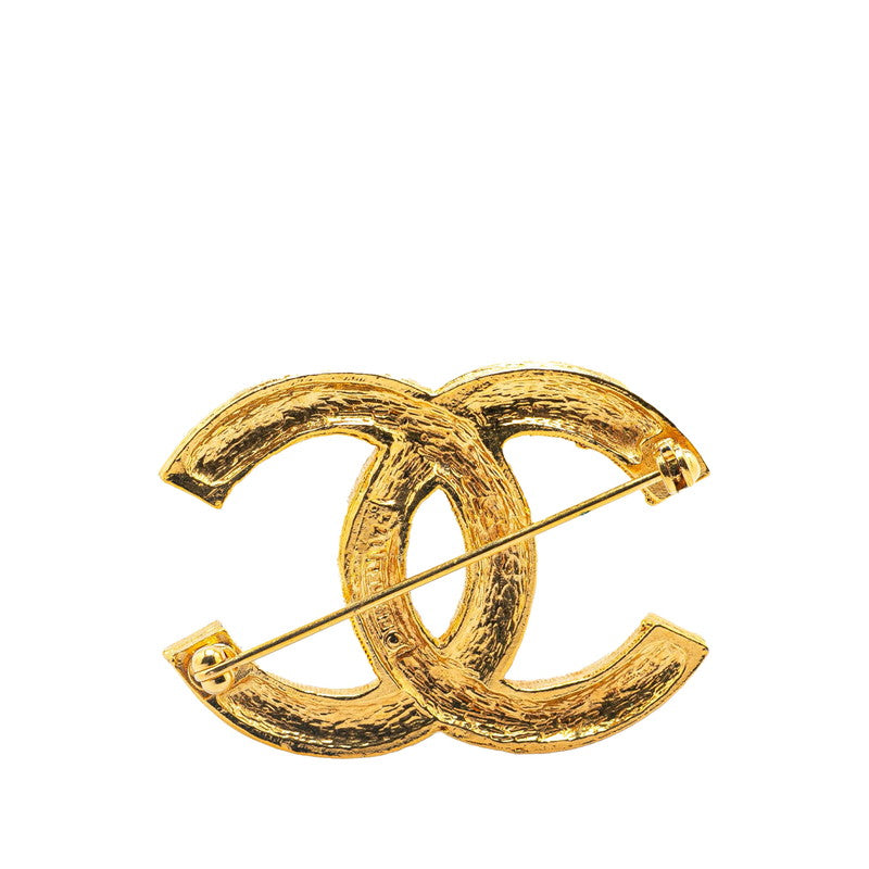 Chanel Gold Plated Coco Mark Rhinestone Brooch