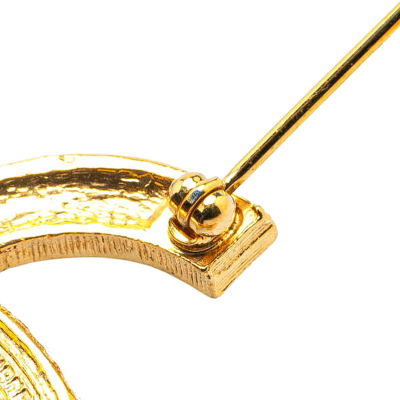Chanel Gold Plated Coco Mark Rhinestone Brooch