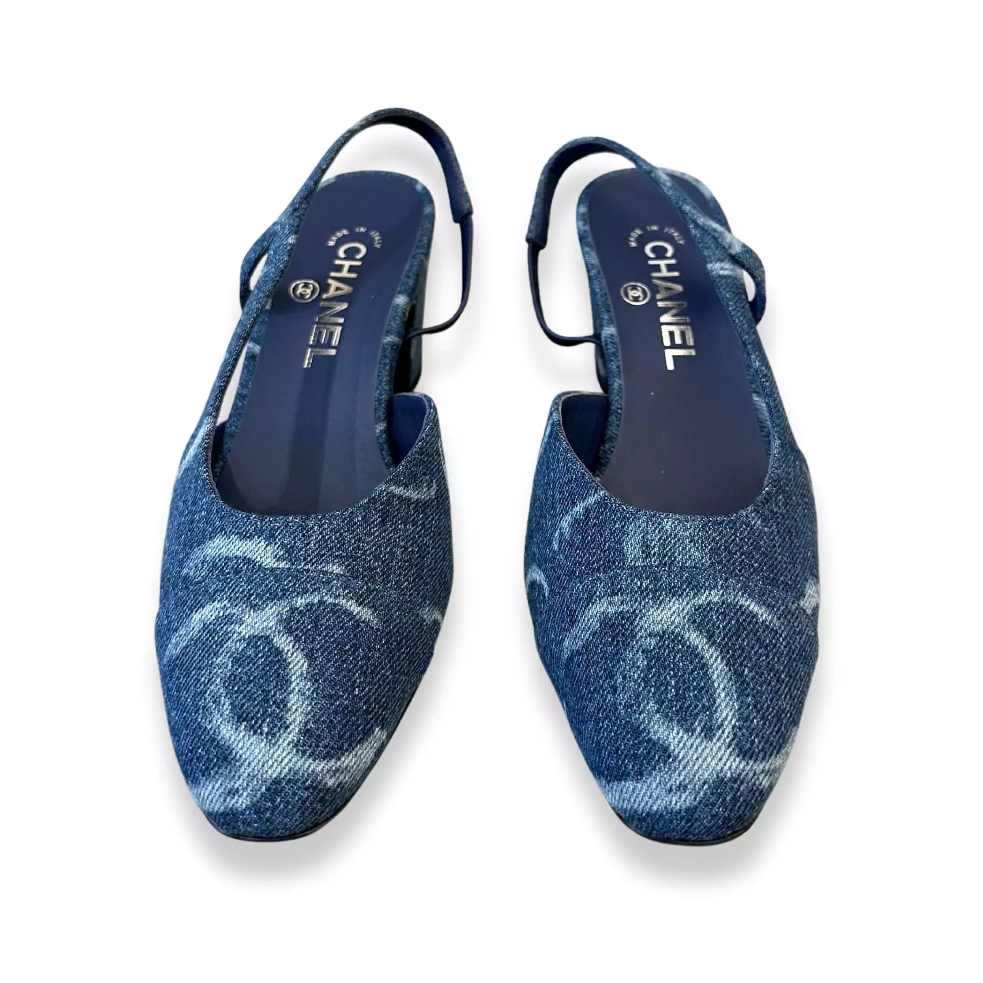 CHANEL BLUE DENIM SLINGBACK