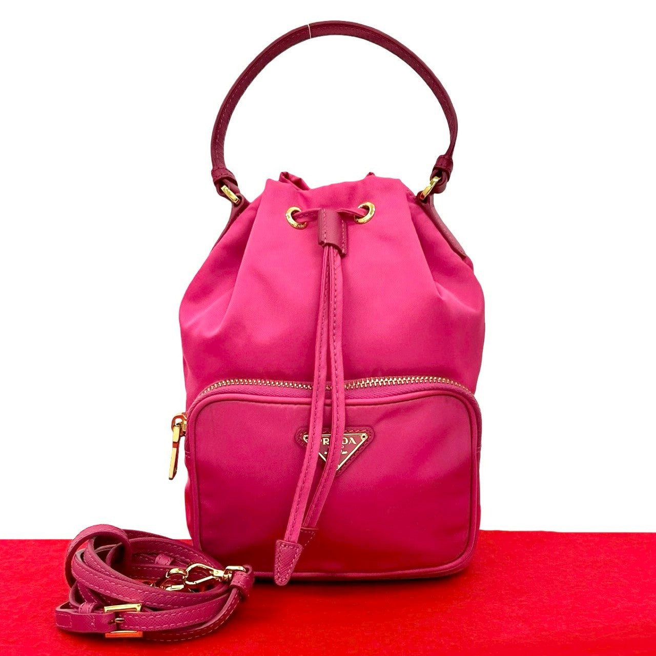 Prada Duet 2Way Shoulder Bag Leather Nylon