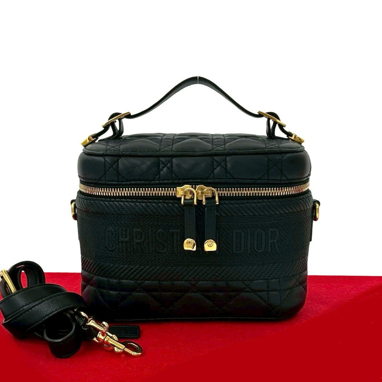 Dior Christian Cannage Calfskin 2Way Bag Travel Bag