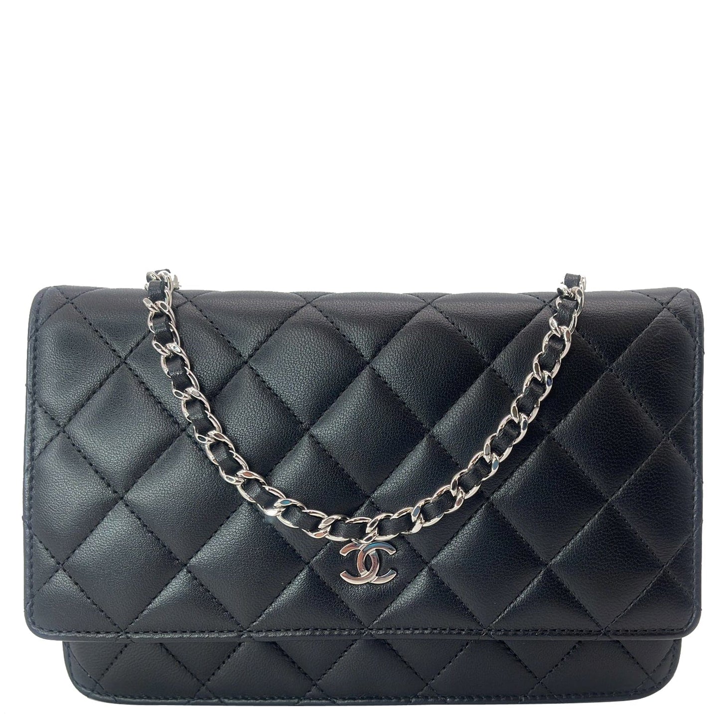 Chanel On WOC Leather Lambskin Black Wallet Case