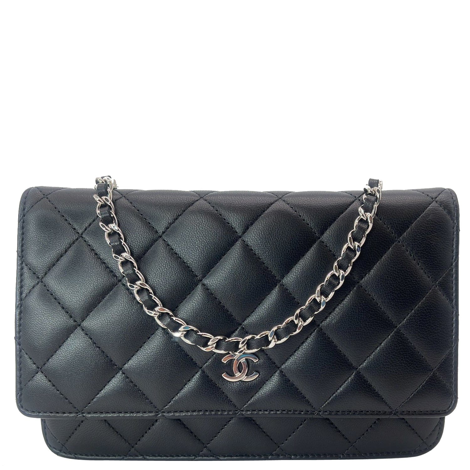 Chanel On WOC Leather Lambskin Black Wallet Case