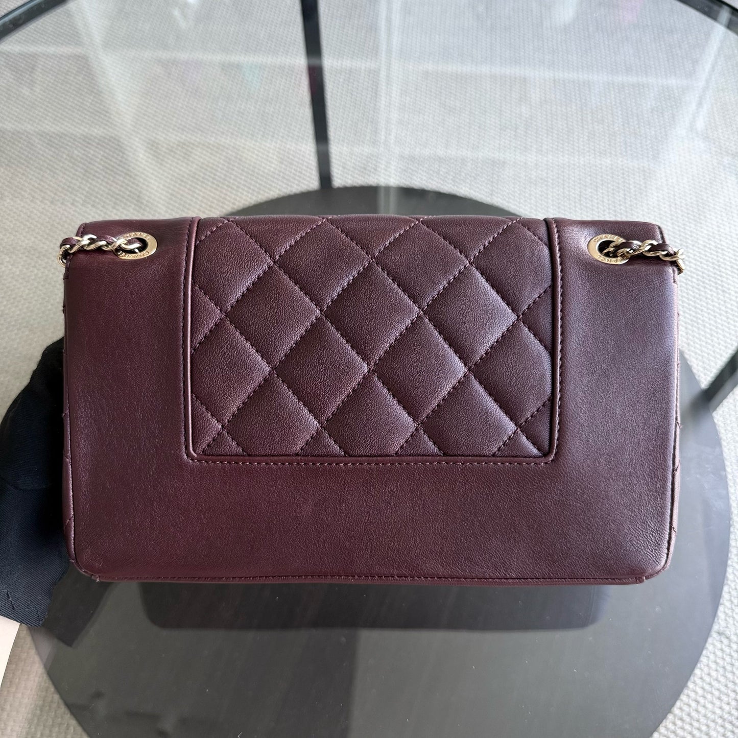 Chanel Mademoiselle Seasonal Flap - 25CM Quilted Lambskin Burgundy Gold Hardware Series 21