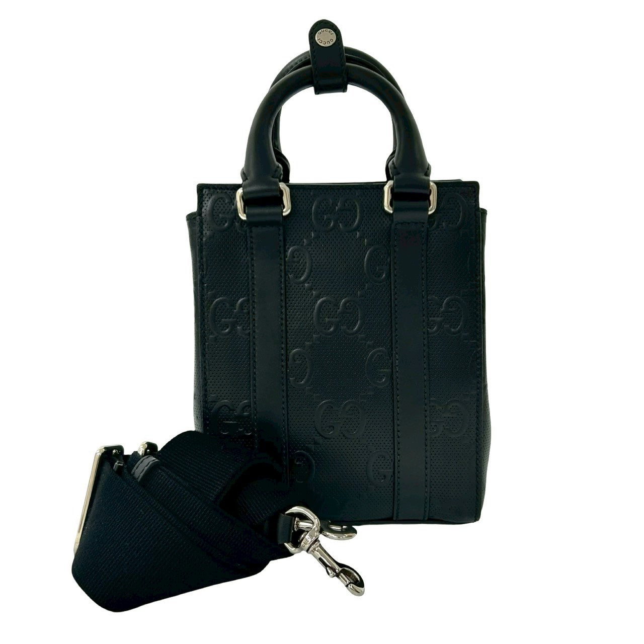 Gucci Embossed 2Way Handbag Leather Travel Bag
