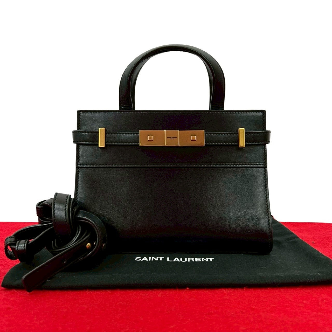 YSL Saint Laurent Paris Manhattan 2Way Bag Leather Travel Bag