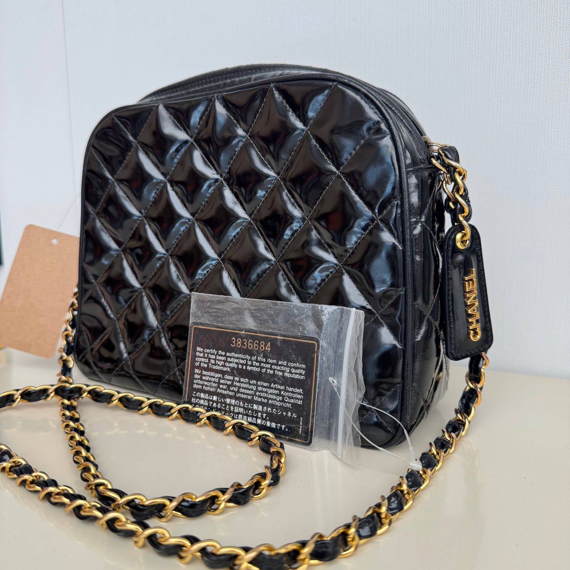 Chanel   Patent Quilted Camera Bag - Black Crossbody Bags, Handbags