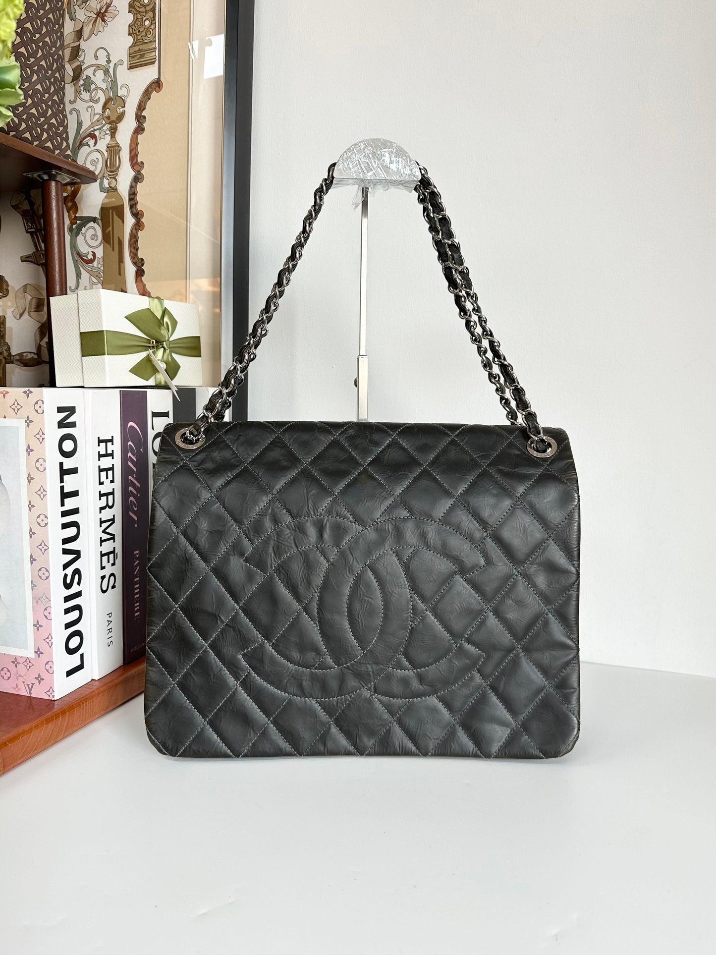 Chanel Waxed Leather Jumbo Flap bag #CEE