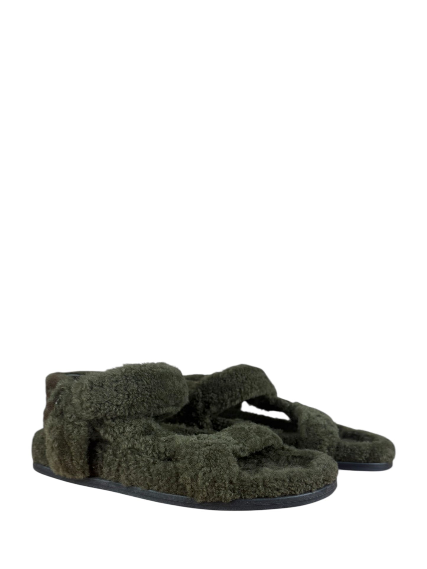 Fendi Shoe Shearling Sandals Green Shoes