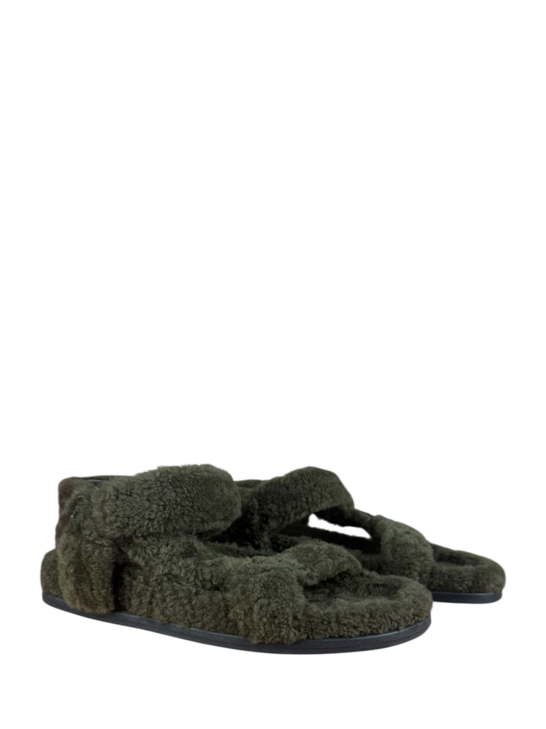 Fendi Shoe Shearling Sandals Green Shoes