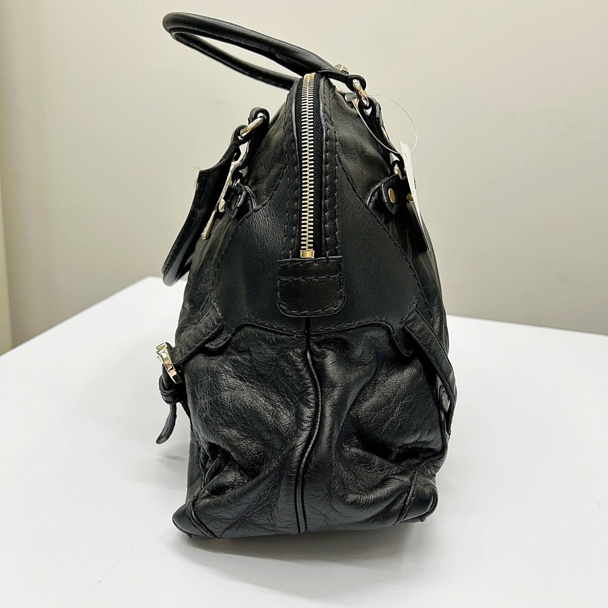 Gucci Black Leather Medium Horsebit Nail Boston Bag gu9932nf