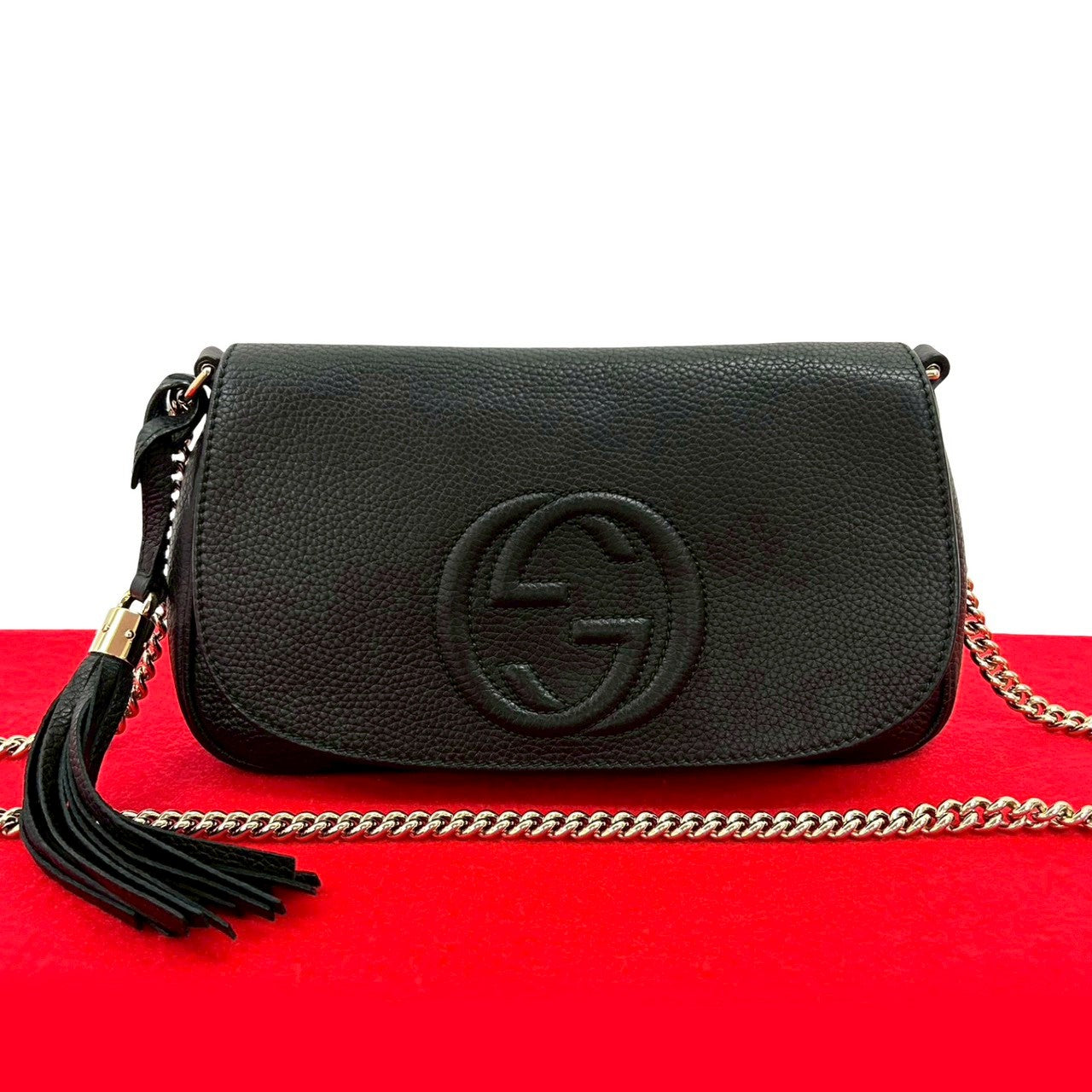 Gucci Soho Embossed Shoulder Bag Leather Logo