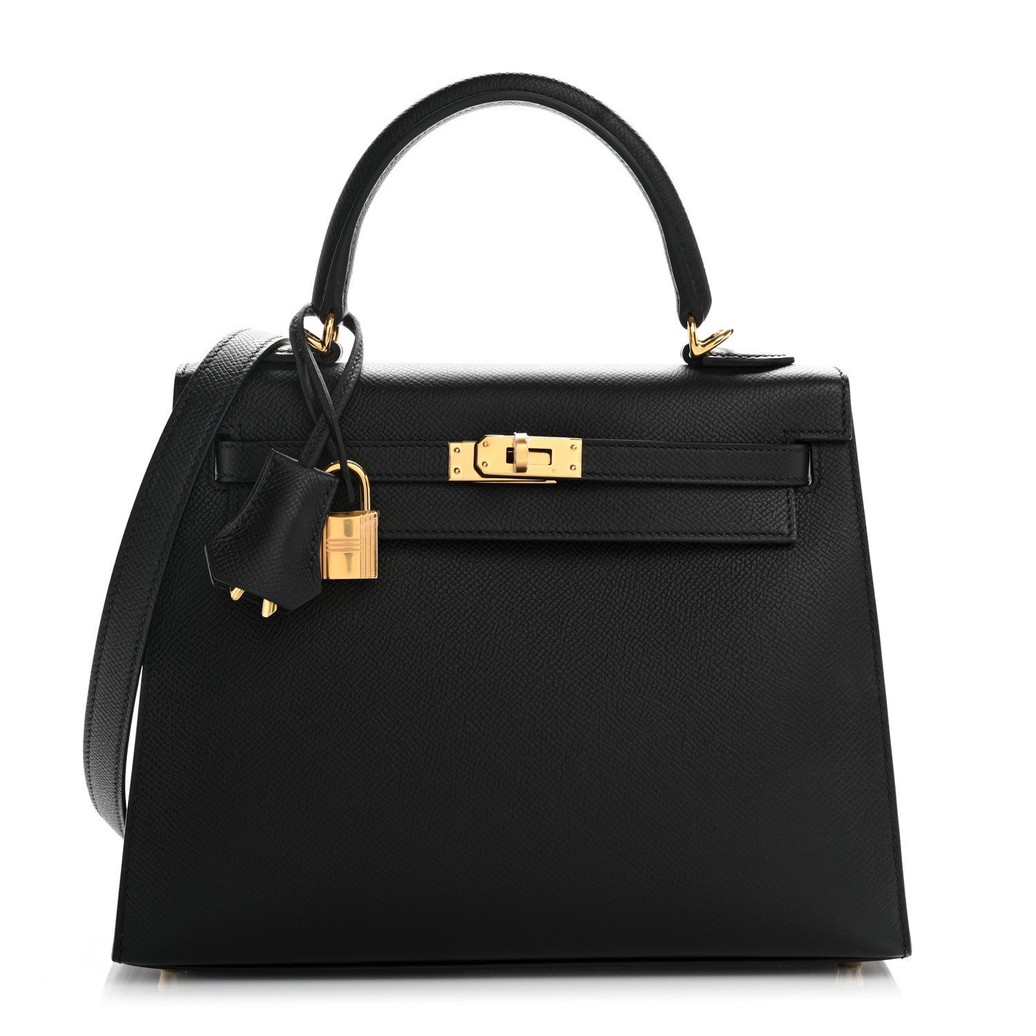 Hermes Epsom Kelly Sellier Handbag Black Travel Bag 25 Black 1755393