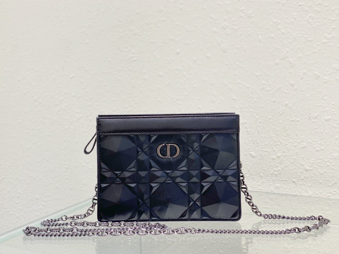 Caro Zipped Pouch Cd Black Chain Travel Bag