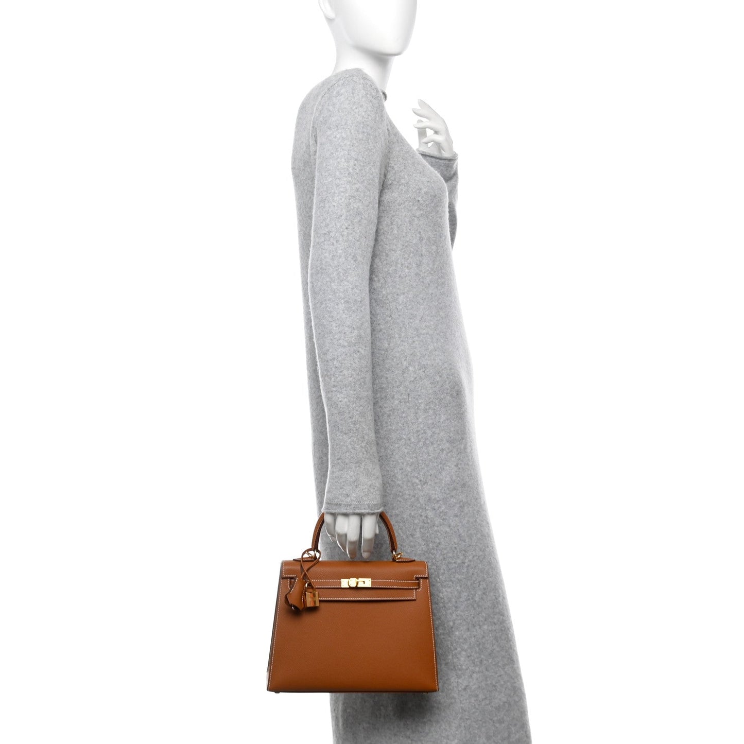 Hermes Epsom Kelly Sellier Handbag Gold Travel Bag 25 Gold 1654254