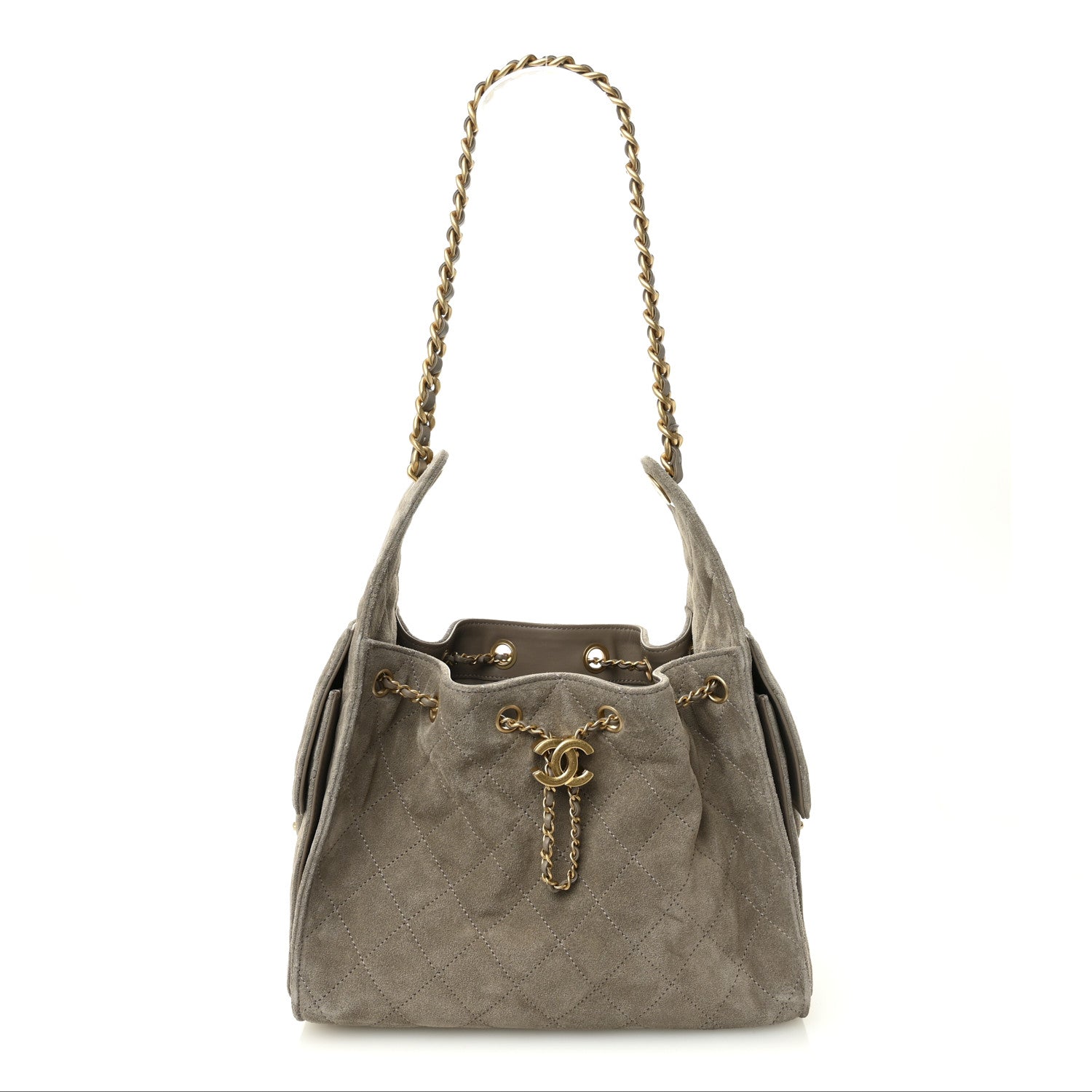Suede Quilted Small Chanel 25 Handbag Dark Grey 6