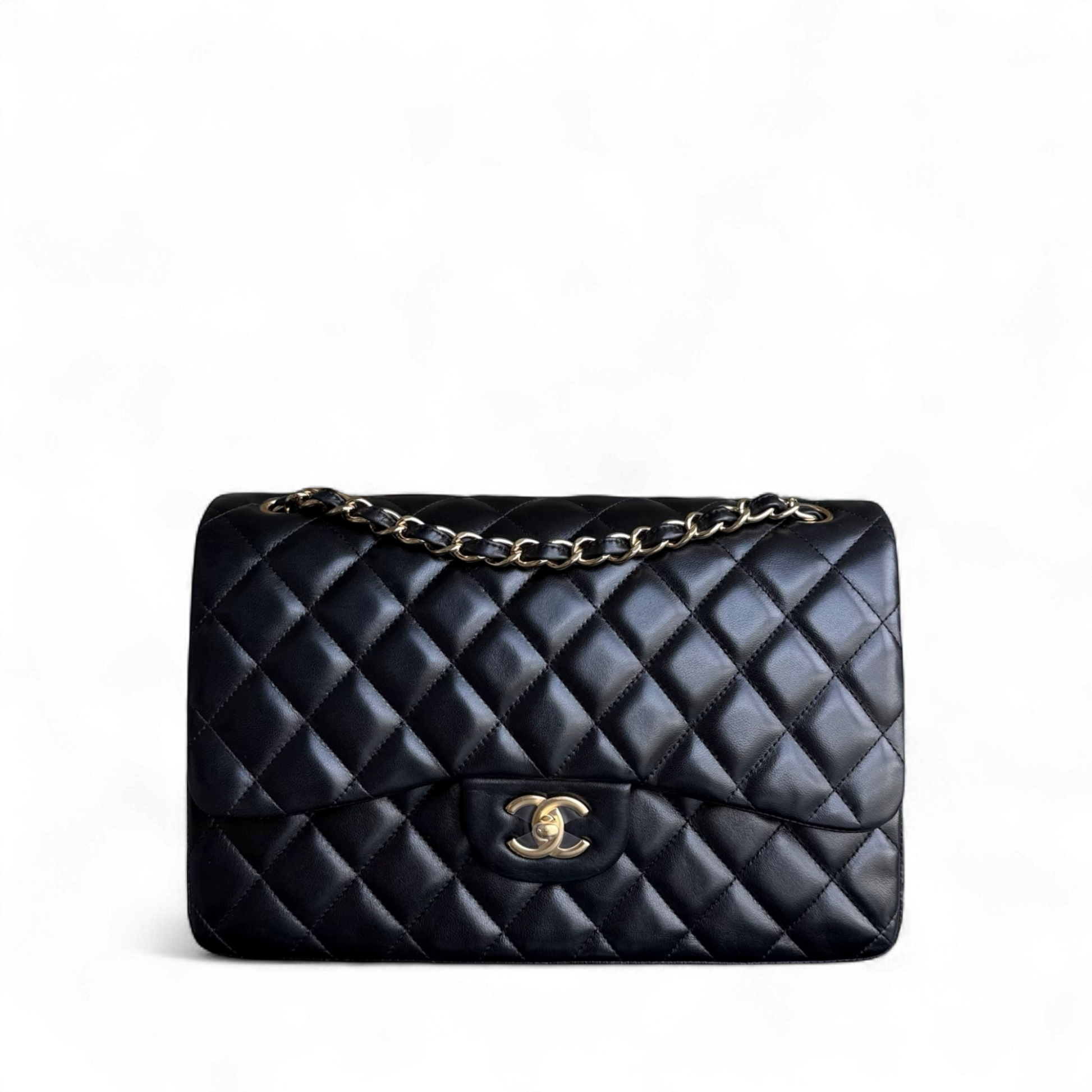Chanel Classic Flap Jumbo - Double Flap Lambskin 30CM Quilted Lambskin Black Gold Hardware Series 14