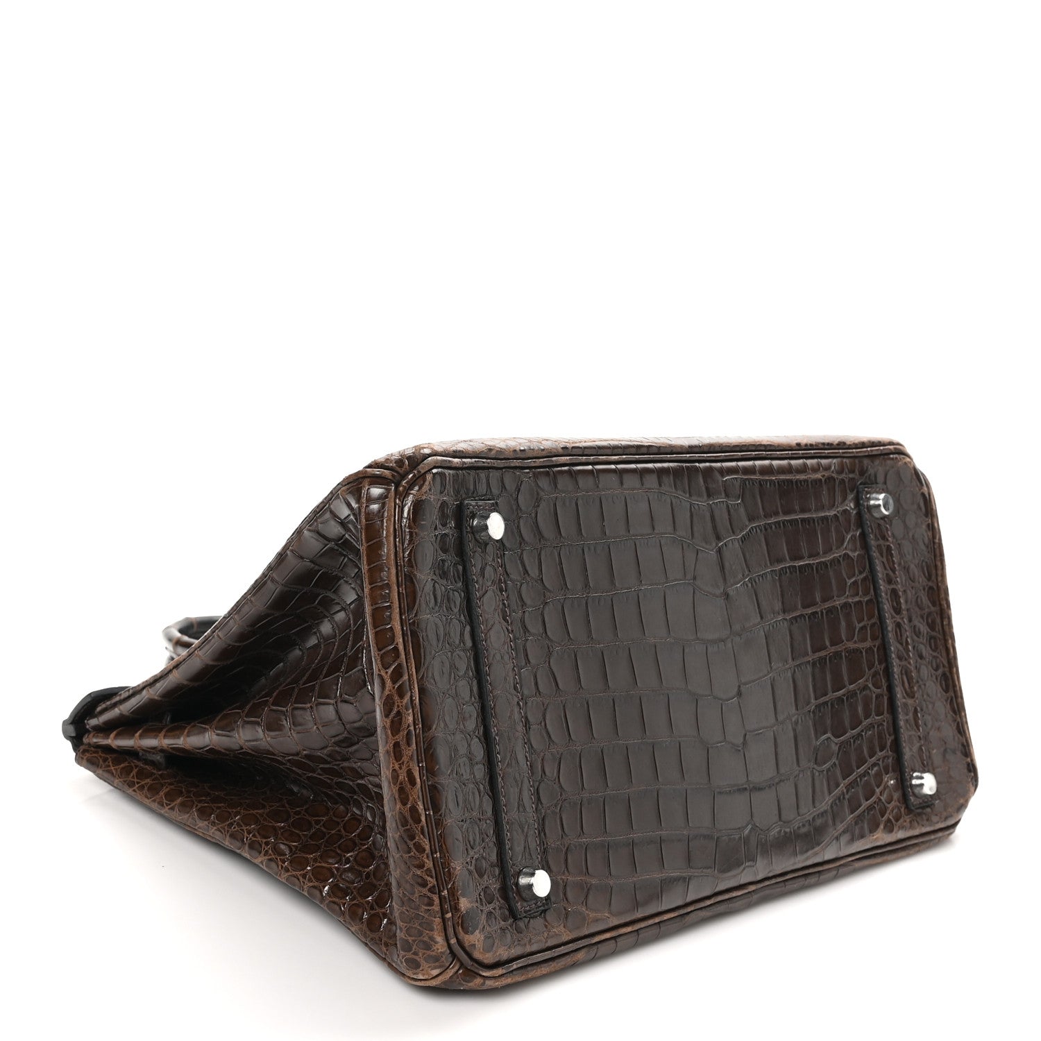 Hermes Shiny Porosus Crocodile Birkin Havane Handbag Travel Bag