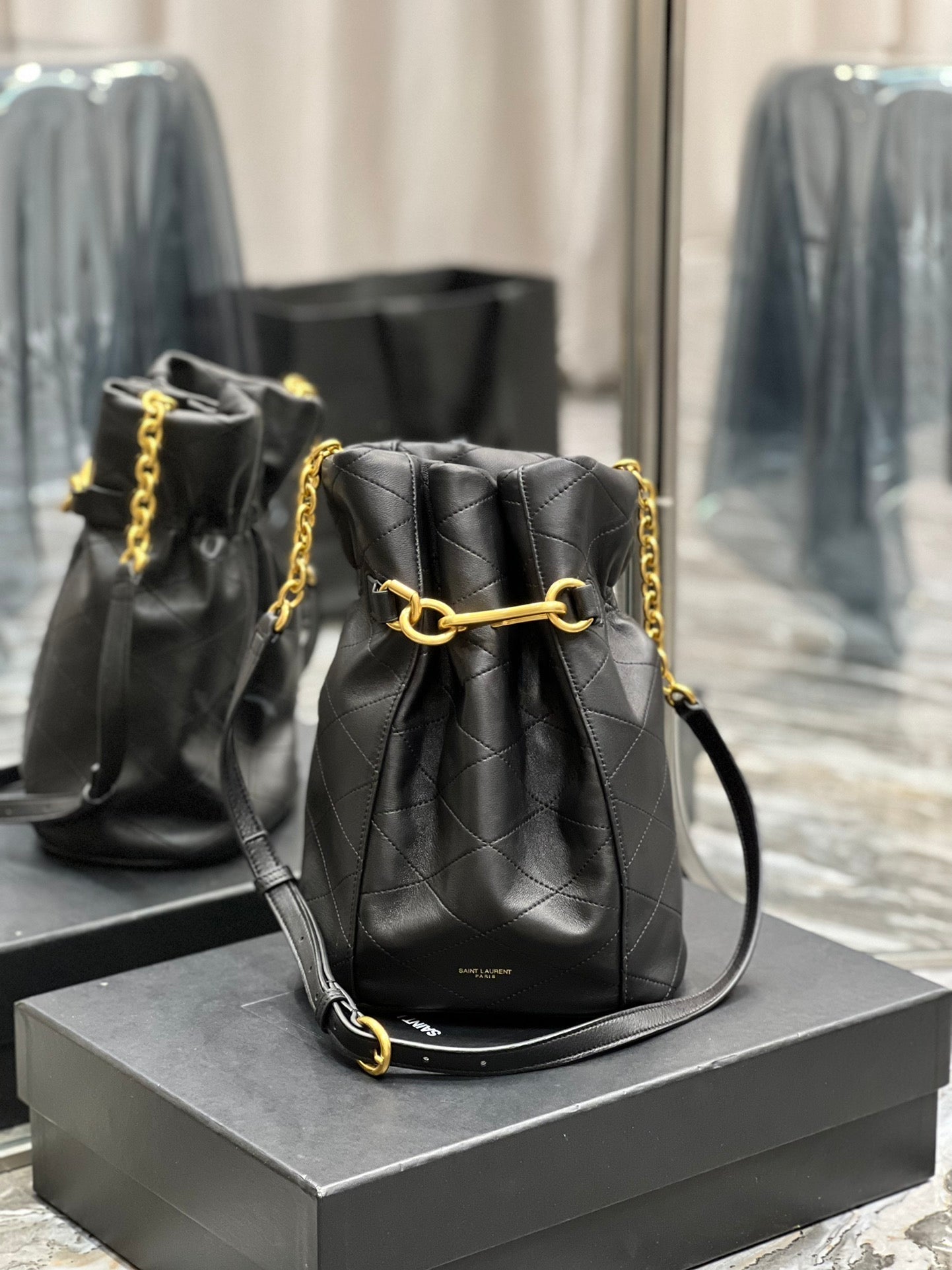 YSL Saint Laurent Ysl Saint Laurent Le Maillon Bucket Bag Black