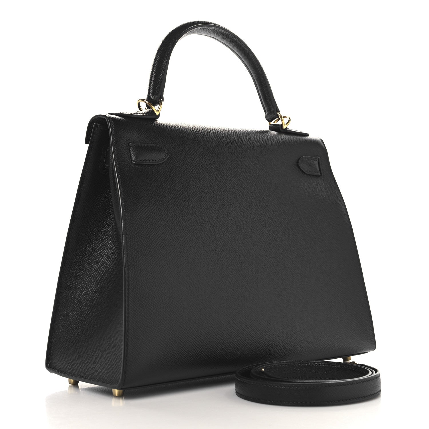 Hermes Epsom Kelly Sellier Handbag Black Travel Bag 28 Black 1718116