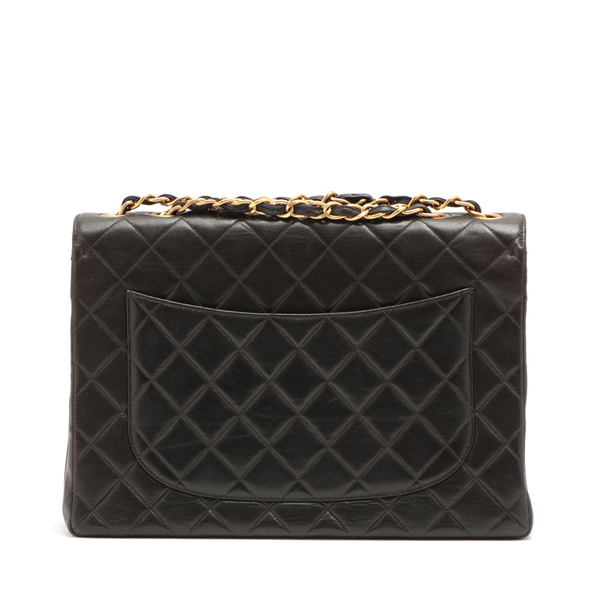 Chanel Decamatrase Lambskinkin Single Flap Double Chain Bag Black Gold 4Th