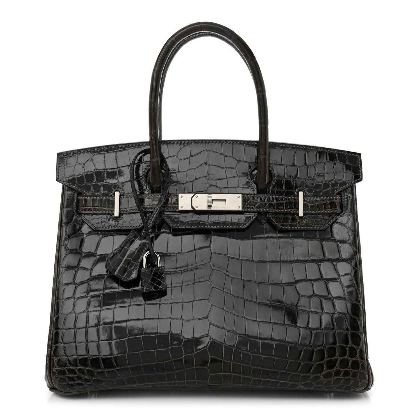 Hermes Shiny Niloticus Crocodile Horseshoe Birkin Graphite Handbag Shoes