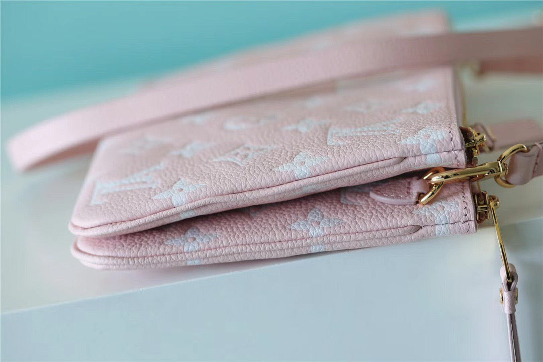 Top Quality Double Zip Pochette Empreinte Candy Monogram Pink Crossbody Bag