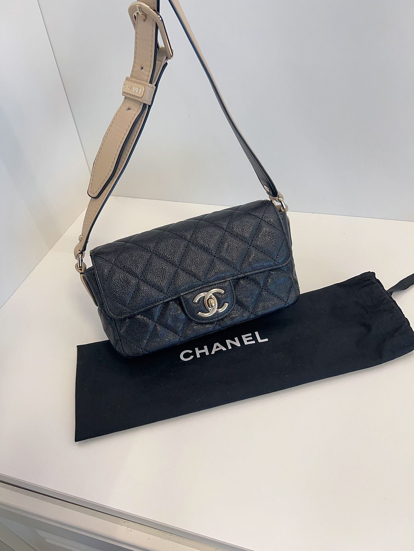 Chanel C CF mini bag **cm black Caviar leather