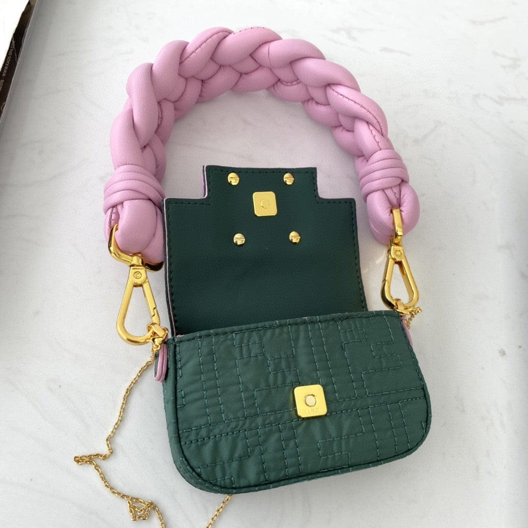 Nano Baguette Maxi Handle Pink Green Travel Bag