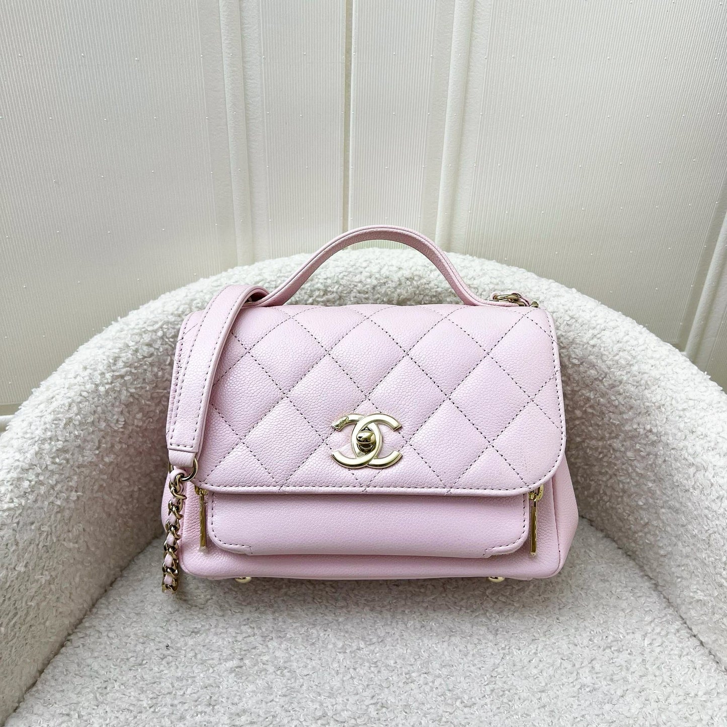 Chanel Small Business Affinity Flap In 22P Light Pink Caviar And Lghw Bag