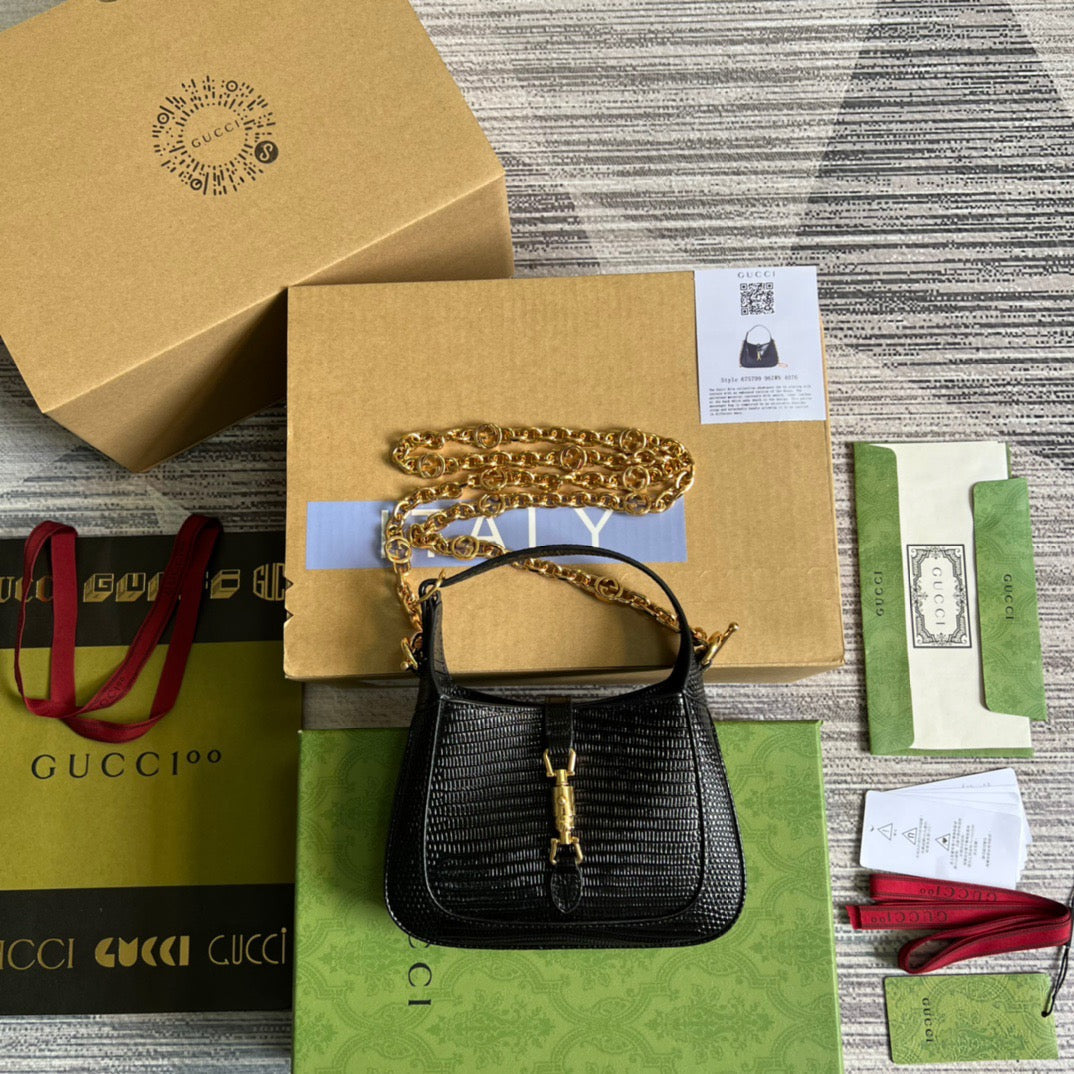 gg Jackie Lizard , ’s Black Mini Bag