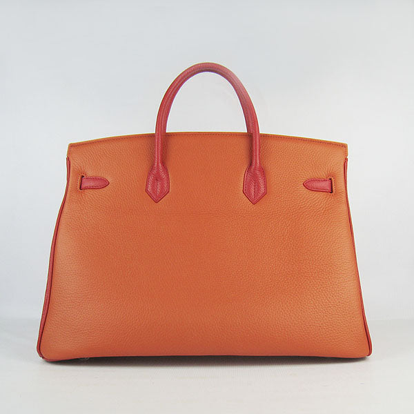 Hermes Luxury Birkin Cm Togo Handbags Orange S Leather Red Travel Bag