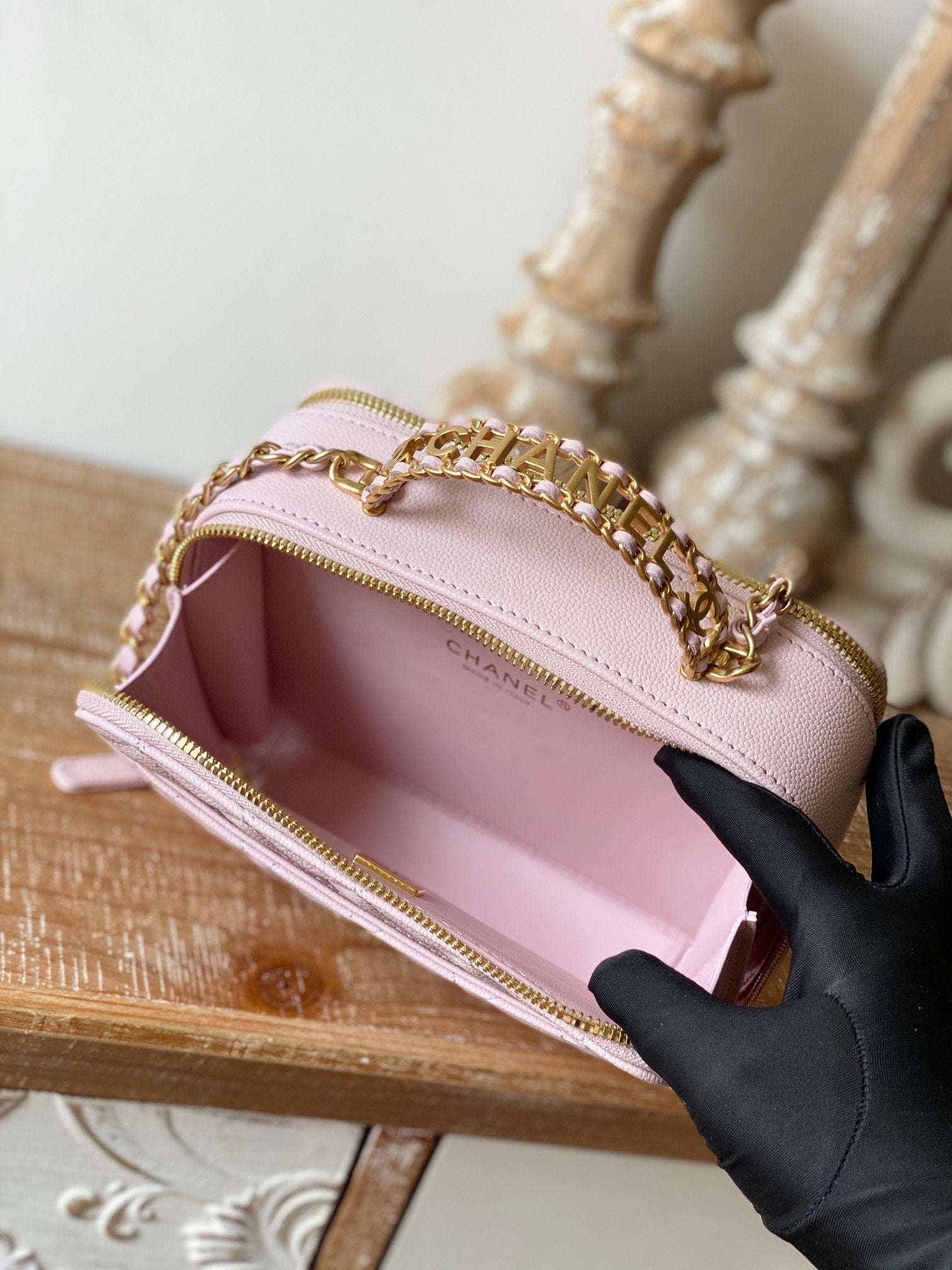 Chlsmall Vanity Case Hardware Light Pinike For Gold Shoulder Bag