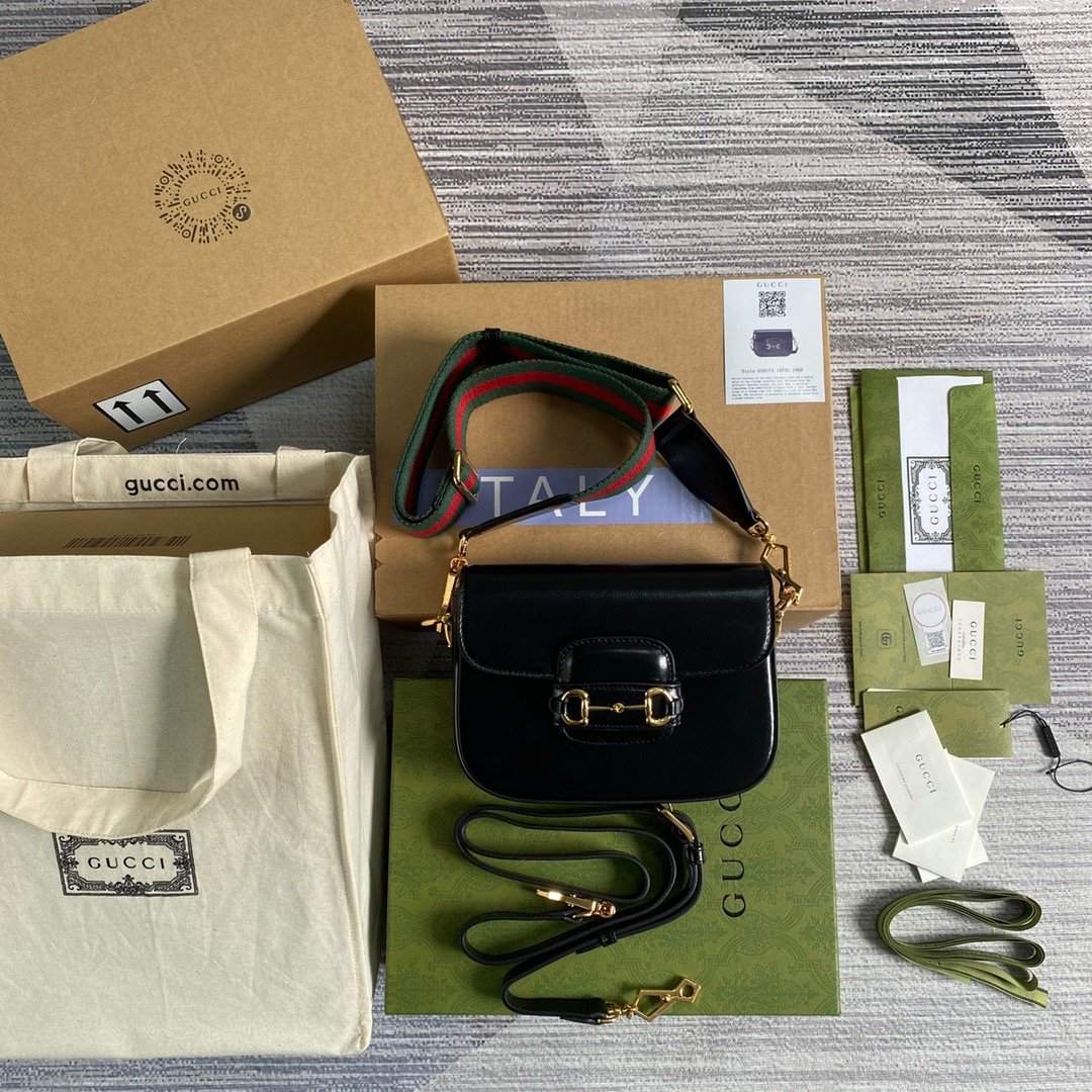 gg Horsebit , ’s 8in Black Mini Bag