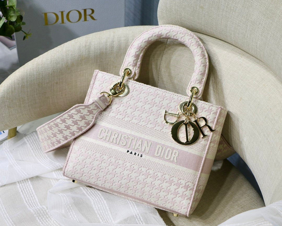 Metop Qualityum Lady Lite Houndstooth White Pink Crossbody Bag