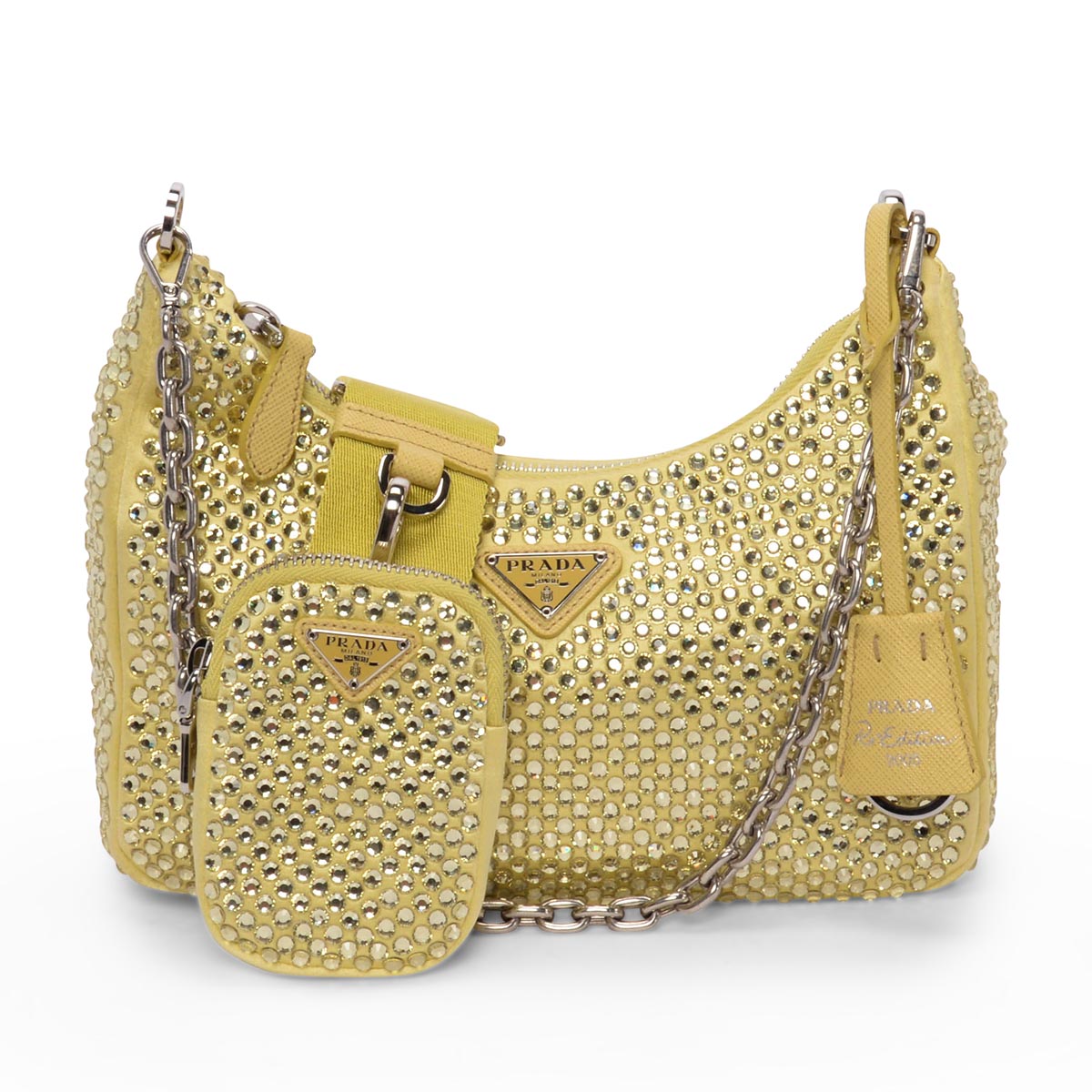 Prada Banana Crystal Re Edition Bag Satin Shoulder Bag
