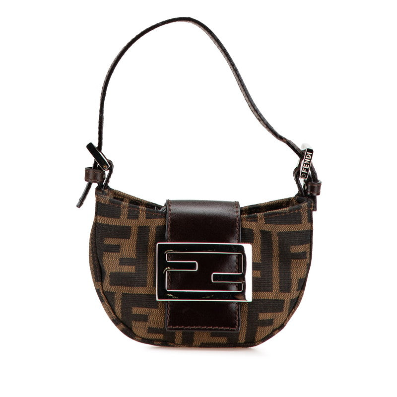 Fendi Croissant Zucca Handbag Leather Canvas Mini Travel Bag