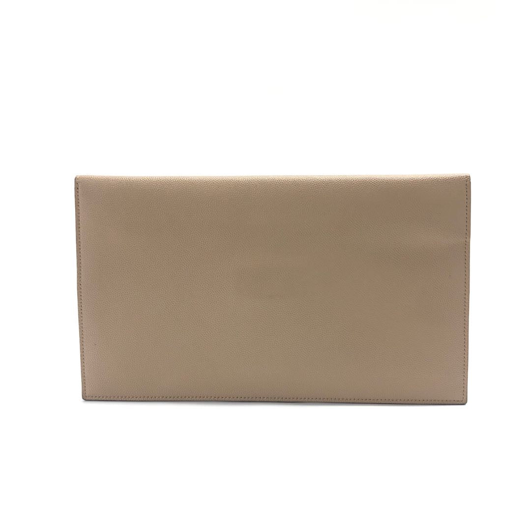 YSL Saint Laurent Grain De Poudre Uptown Pouch Clutch Bag Leather