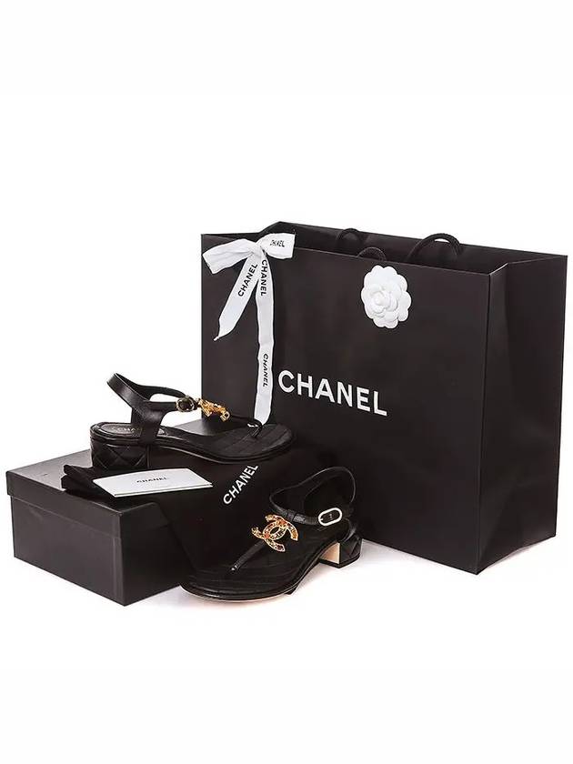 Jewelry CC Logo Quilted Sandals Black Chanel