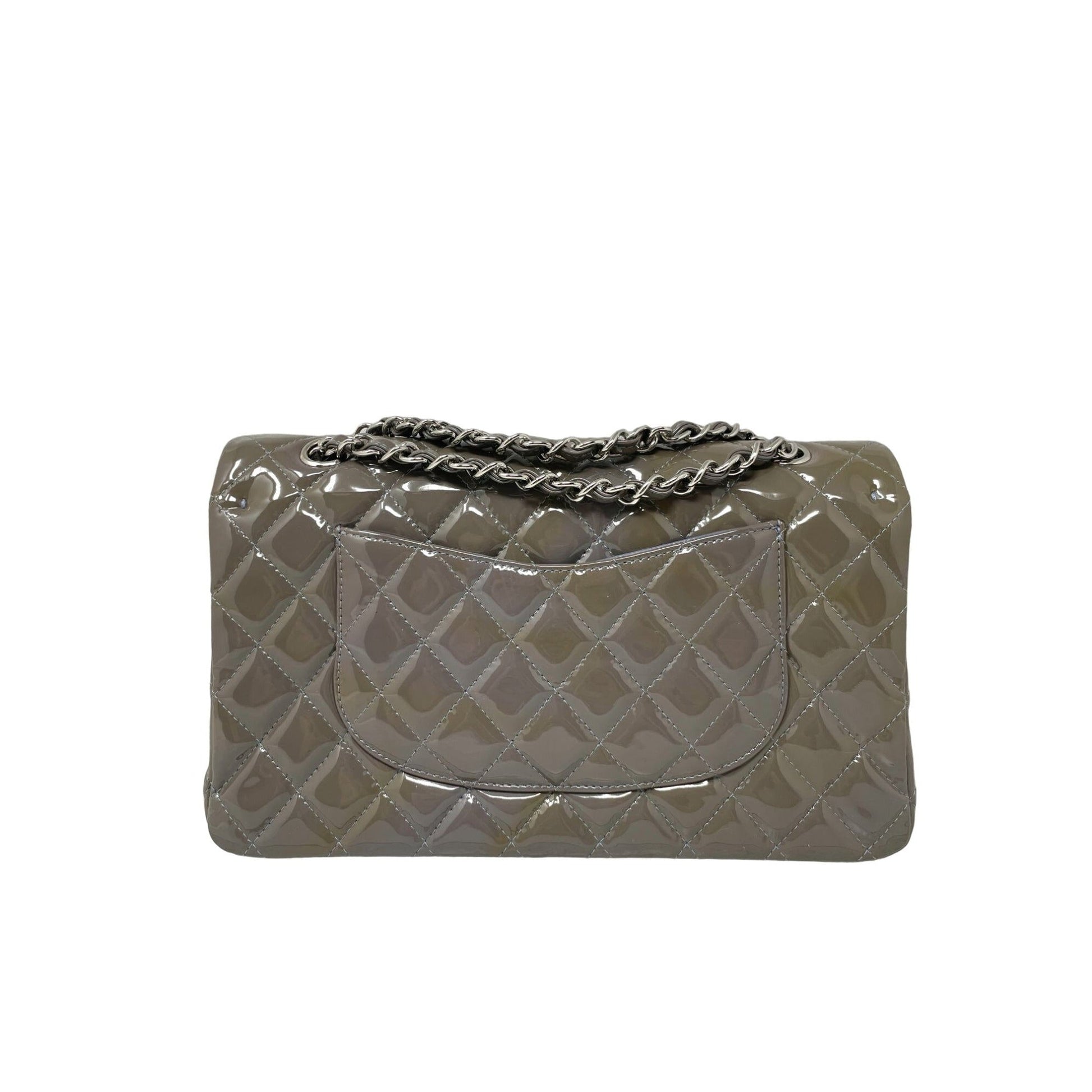 Chanel Chanel Classic Patent Medium Double New Bag - Grey