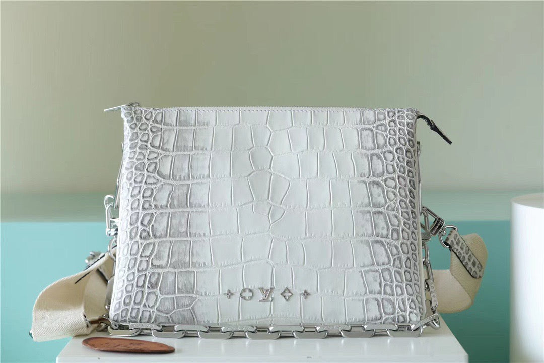 Top Quality Coussin Pm High Shiny Alligator White Crossbody Bag