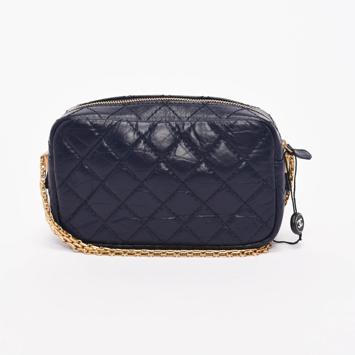 Chanel Navy Aged Quilted Calfskin Mini Reissue Camera Case Bag