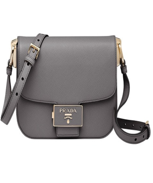 Prada Emblème Bag Grey Leather Saffiano Gray Travel Bag